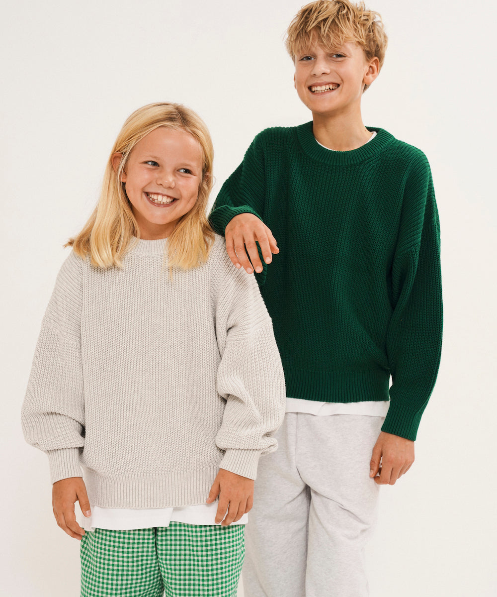 Ellis O-Neck Sweater 0002 Light Grey Mel